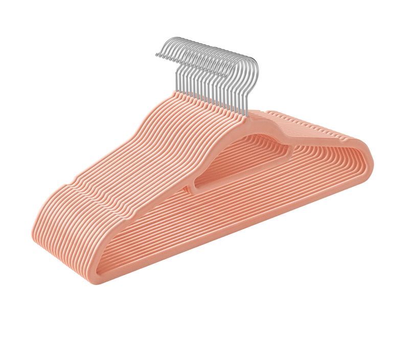 Cintres Velours Rose, Lot De 20 - 43x7x33