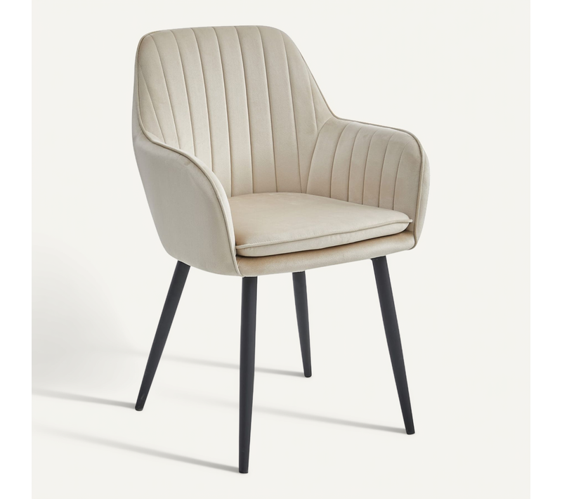 Chaise Lugo - Velours Beige/pieds Noirs X 1 60x50x50