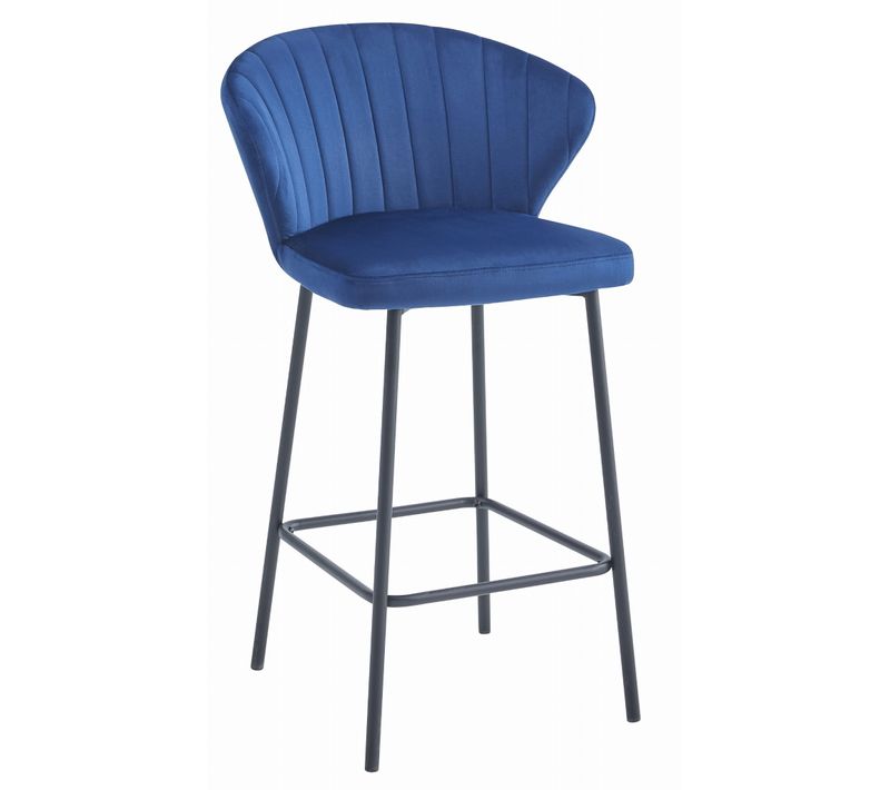 Hoker Gatta - Velours Bleu Marine/piètement Noir X 1 60x50x50