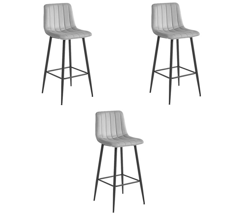 Hoker Pozza - Velours Gris Argenté/pieds Noirs X 3 73x46x62