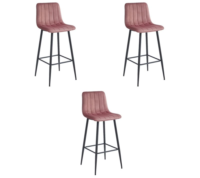 Hoker Pozza - Velours Rose Foncé/pieds Noirs X 3 73x46x62