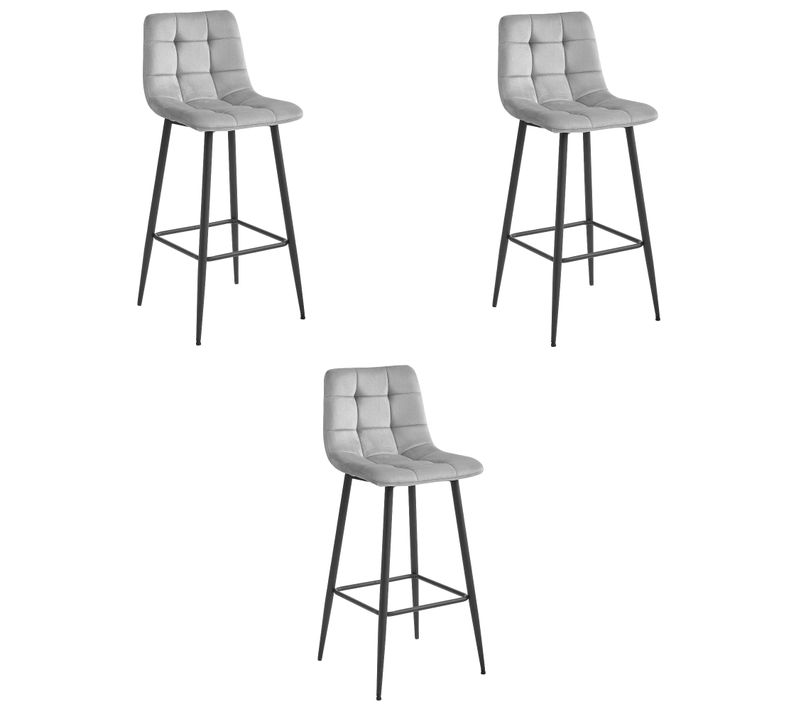 Hoker Arceto - Velours Gris Argenté / Pieds Noirs X 3 73x46x62