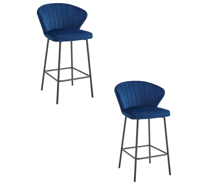 Hoker Gatta - Velours Bleu Marine/piètement Noir X 2 60x50x50