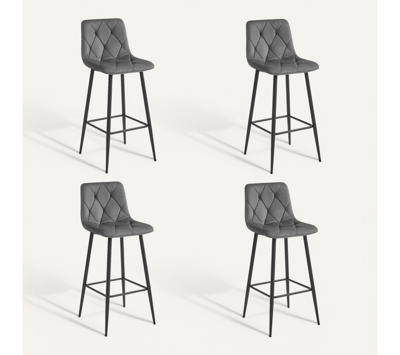 Hoker Nado - Velours Gris Foncé / Pieds Noirs X 4 73x62x46