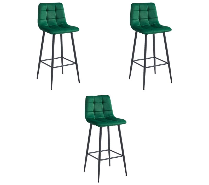 Hoker Arceto - Velours Vert Foncé / Pieds Noirs X 3 73x46x62