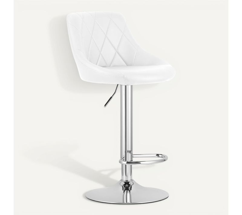 Tabouret De Bar - Leobert - Kast - Simili Blanc/base Chromée