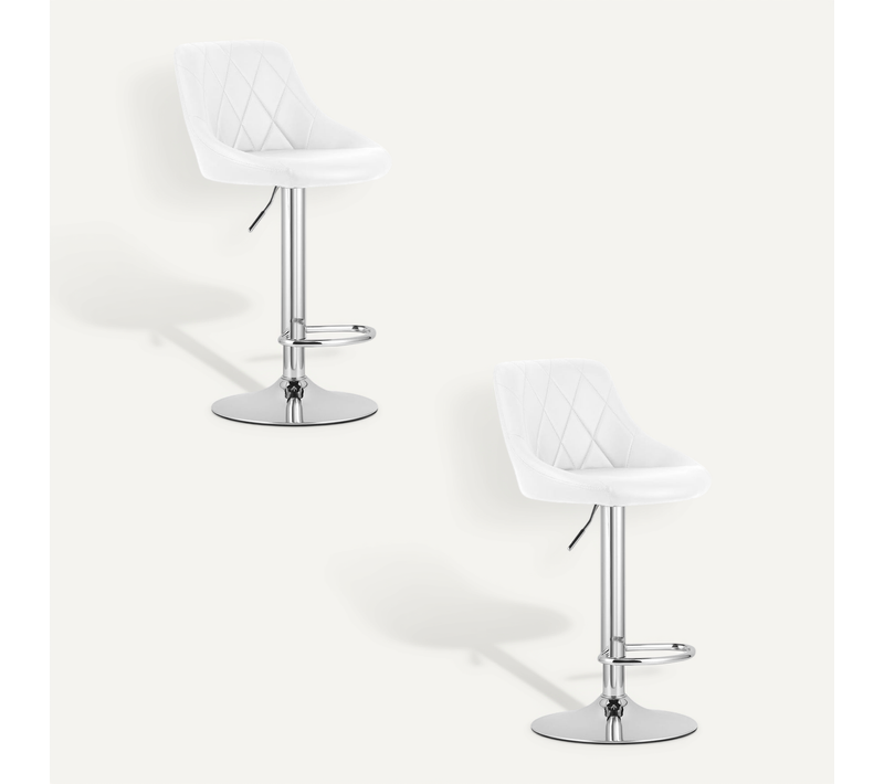 Tabouret De Bar - Leobert - Kast - Simili Blanc/base Chromée - Lot De 2