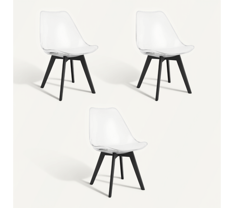Chaise Mark - Transparentes/pieds Noirs X 3 60x50x50