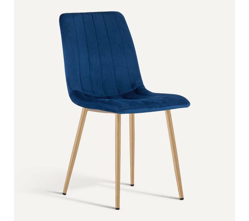 Chaise Lava - Velours Bleu Marine / Pieds Couleur Bois X 1 60x50x40