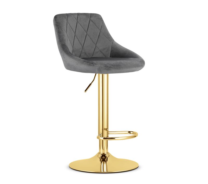 Hoker Kast - Velours Gris/base Dorée 49x35x47