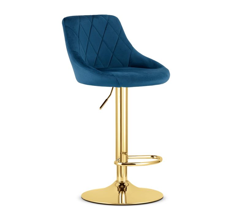 Hoker Kast - Velours Bleu Marine / Base Dorée 49x35x47