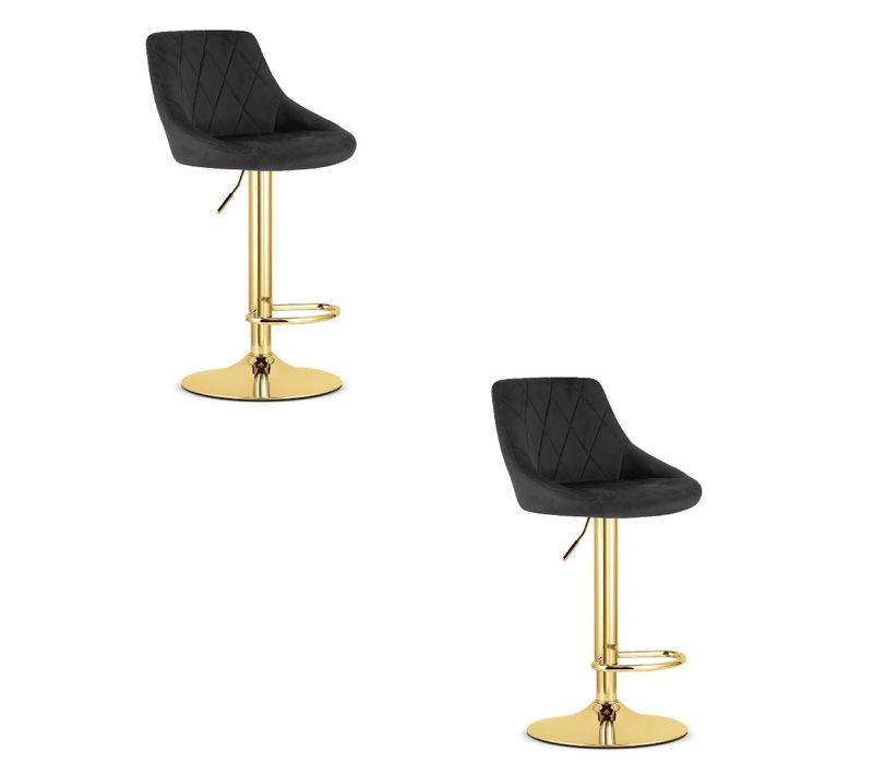 Hoker Kast - Velours Noir/base Dorée X 2 54x40x49