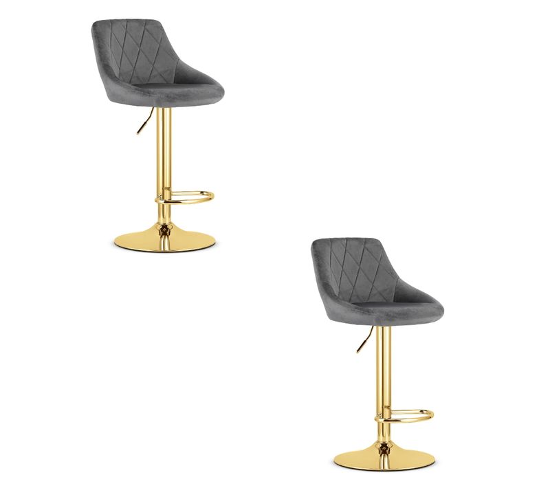 Hoker Kast - Velours Gris/base Dorée X 2 54x40x49