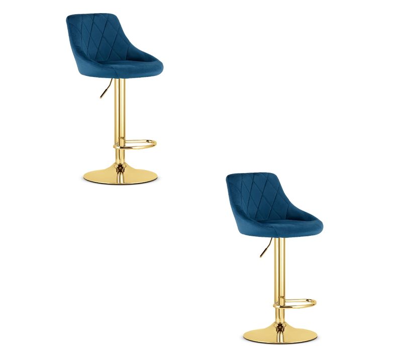 Hoker Kast - Velours Bleu Marine/base Dorée X 2 54x40x49