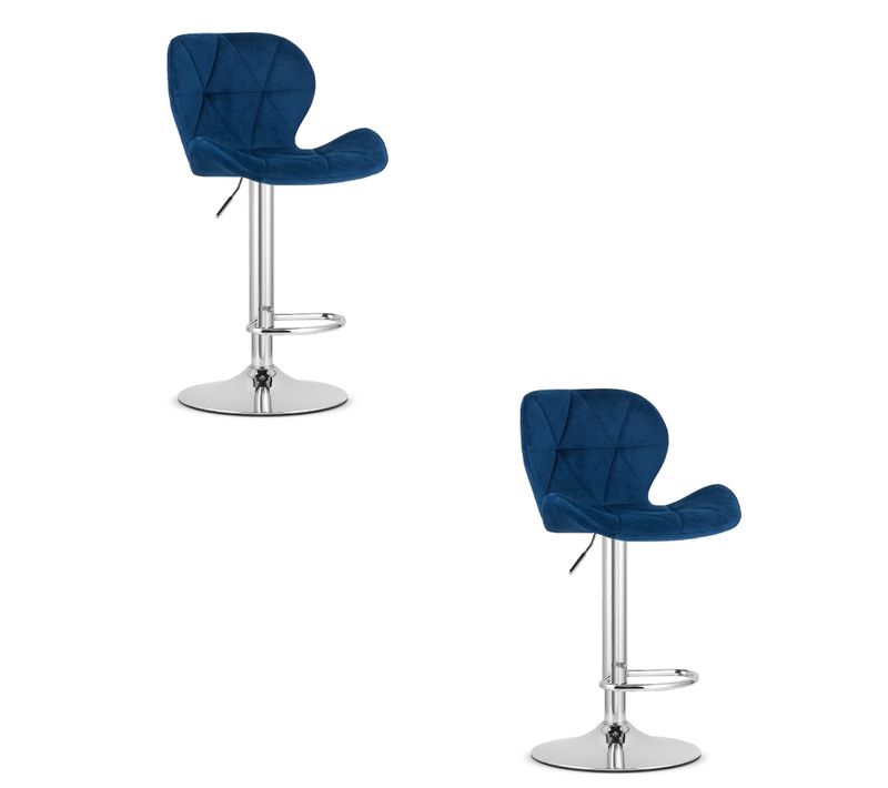 Hoker West - Velours Bleu Marine/base Chromée X 2 50x48x45