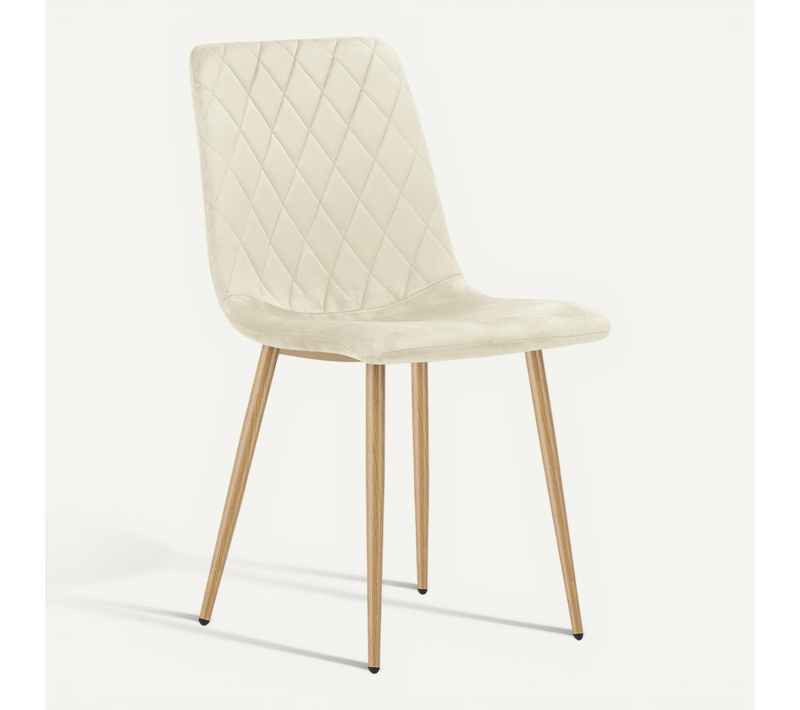 Chaise Turin - Velours Beige Clair / Pieds Aspect Bois X 1 61x41x52