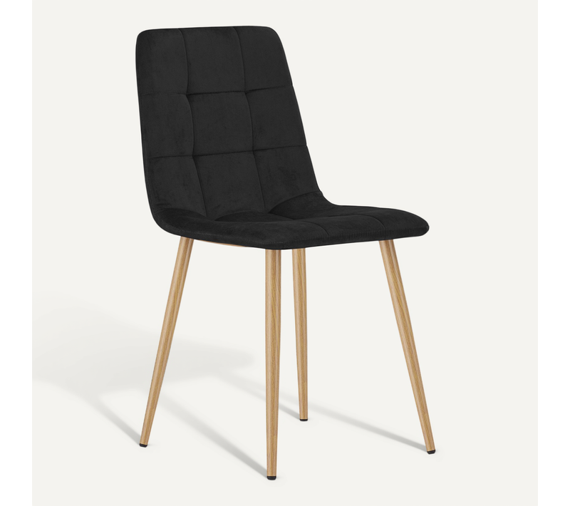 Chaise Kara - Velours Noir / Pieds Couleur Bois X 1 61x41x52