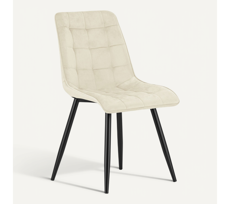 Chaise - Split - Velours Beige Clair/pieds Noirs
