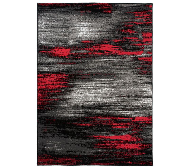 Tapis De Salon Chambre Ado Design Moderne Gris Noir Rouge Moucheté Fin Maya 140x200