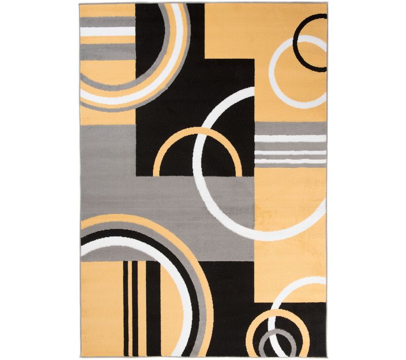 Tapis Salon Rectangle Jaune Noir Géométrique Maya 250x350