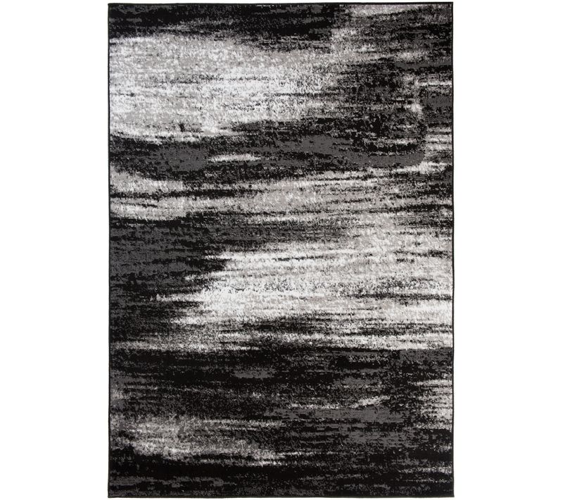 Tapis De Salon Chambre Ado Design Moderne Gris Noir Blanc Moucheté Fin Maya 200x300