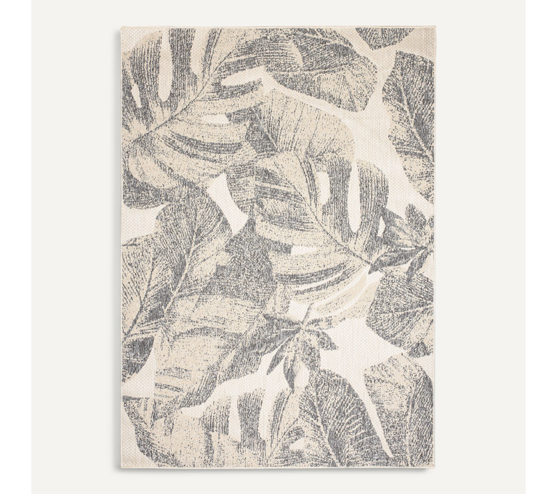 Tapis Extérieur Intérieur 3d Beige Gris Bananier 140 X 200 Cm Viera