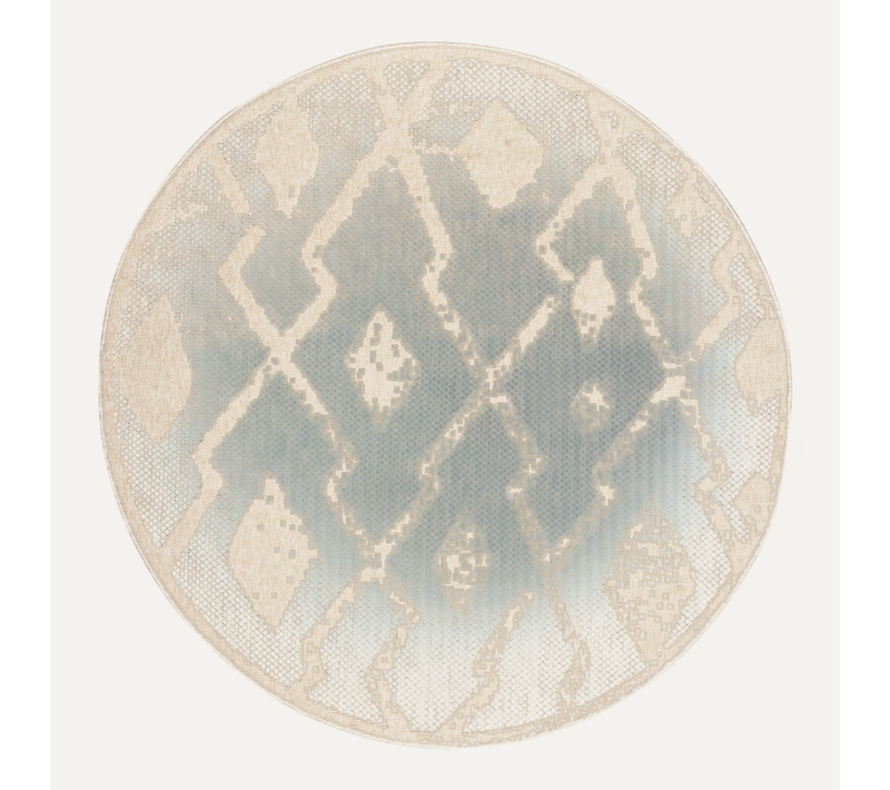 Tapis Extérieur Intérieur Beige Crème 3d Géométrique Ø 80 Cm Viera Rond
