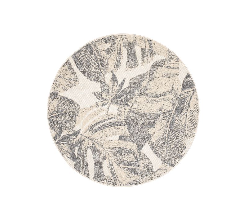 Tapis Extérieur Intérieur 3d Beige Gris Bananier Ø 160 Cm Viera Rond