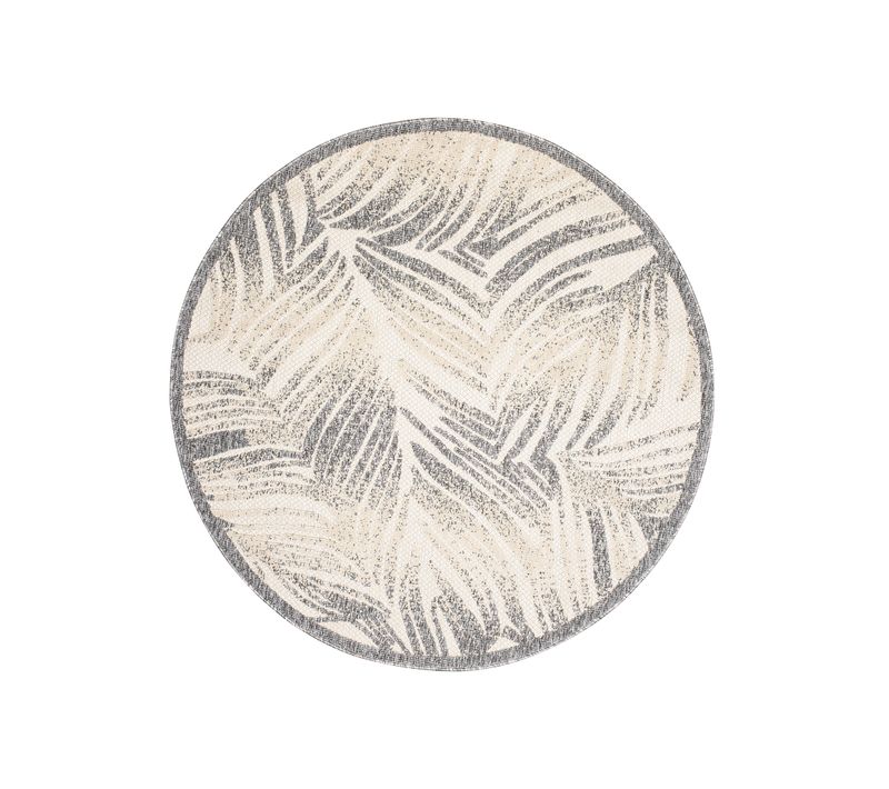 Tapis Extérieur Intérieur Beige Gris 3d Palmier Ø 160 Cm Viera Rond