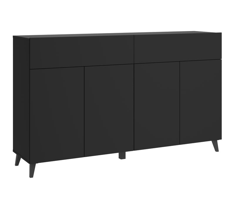 Commode Large 160 Cm Pour Salon, Graphite Noir