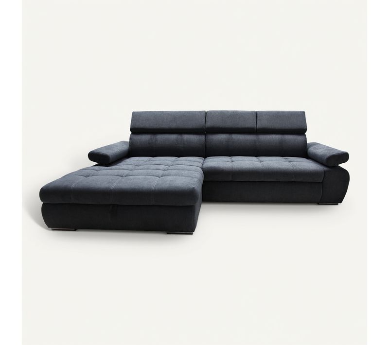 Canapé d'angle convertible gauche VEGAS tissu Aston 13 gris fonce