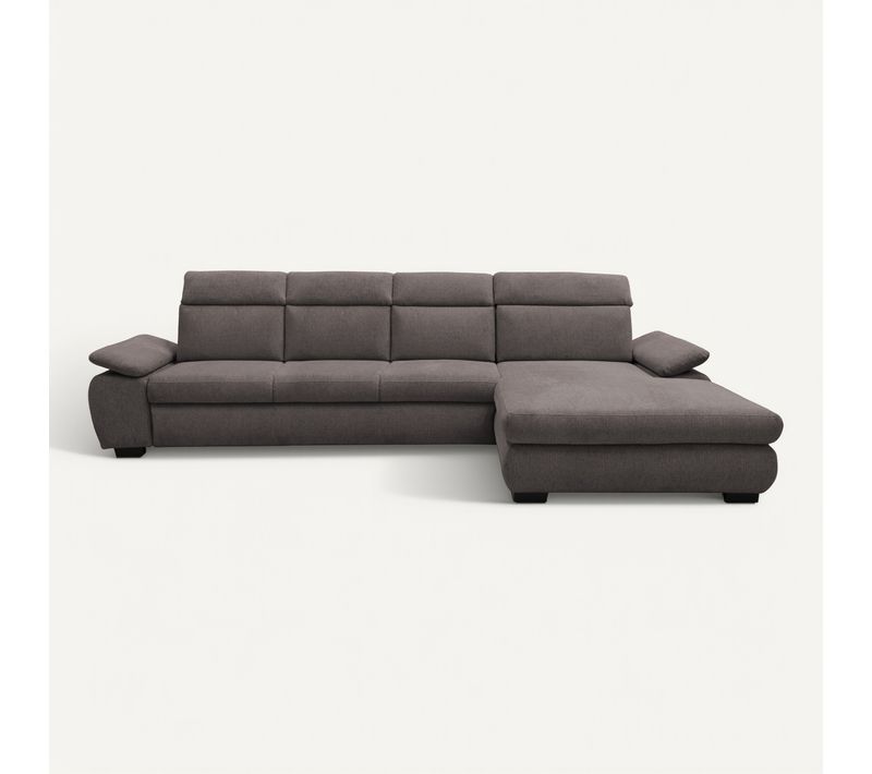 Canapé d'angle convertible COLBY coloris mocca méridienne droite batard 3P