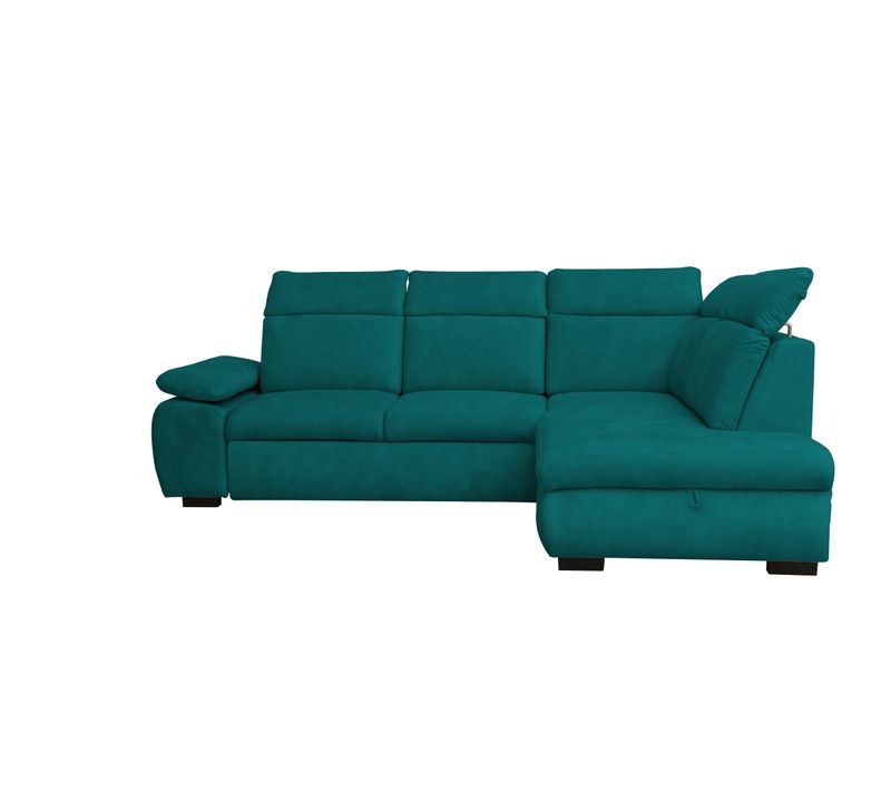 Canapé d'angle convertible COLBY coloris pétrol droit