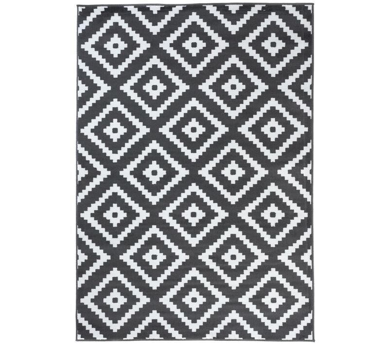 Tapis Salon Rectangle Gris Foncé Blanc Géométrique 120 X 170 Cm Luxury
