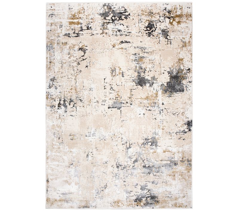 Tapis Salon Chambre Brillant Crème Beige Gris Foncé Abstrait Effet 3d 80x150 cm