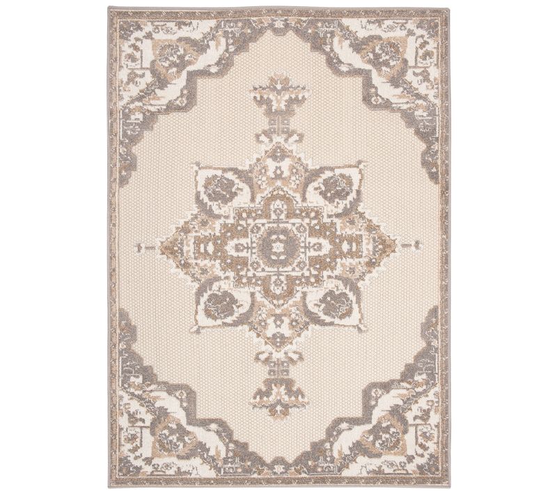 Tapis Extérieur Intérieur Beige Gris Ornement 160x220 cm