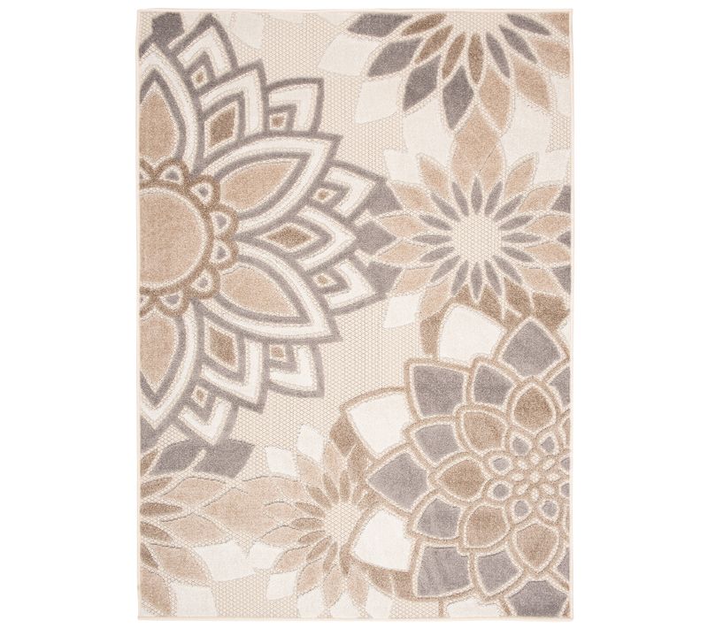 Tapis Extérieur Intérieur Beige Gris Rosette 160x220 cm