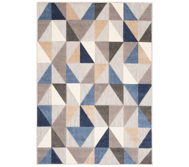 Tapis Extérieur Intérieur Bleu Beige Gris Mosaïque 140x200 cm