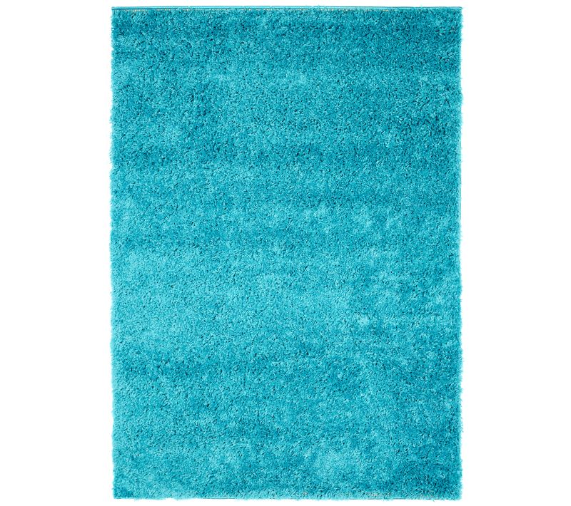 Tapis Salon Turquoise Unicolore Poil Long Shaggy Moelleux 140 X 200 Cm
