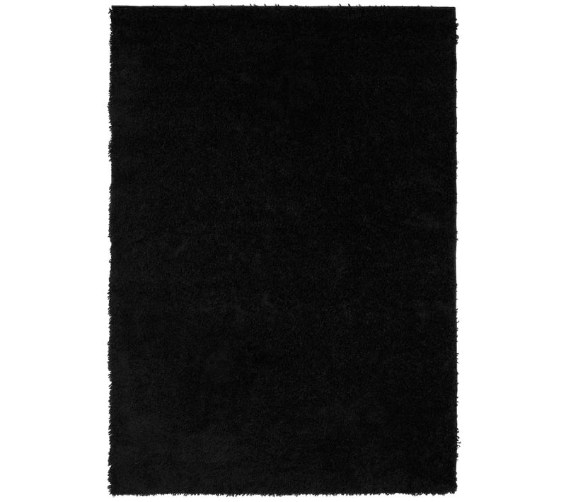 Tapis Salon Noir Unicolore Moelleux Poil Long Shaggy 140 X 200 Cm