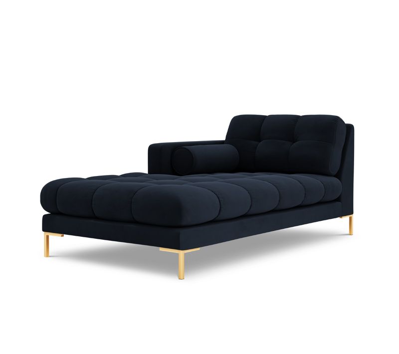 Méridienne Gauche "bali" En Velours Bleu Foncé