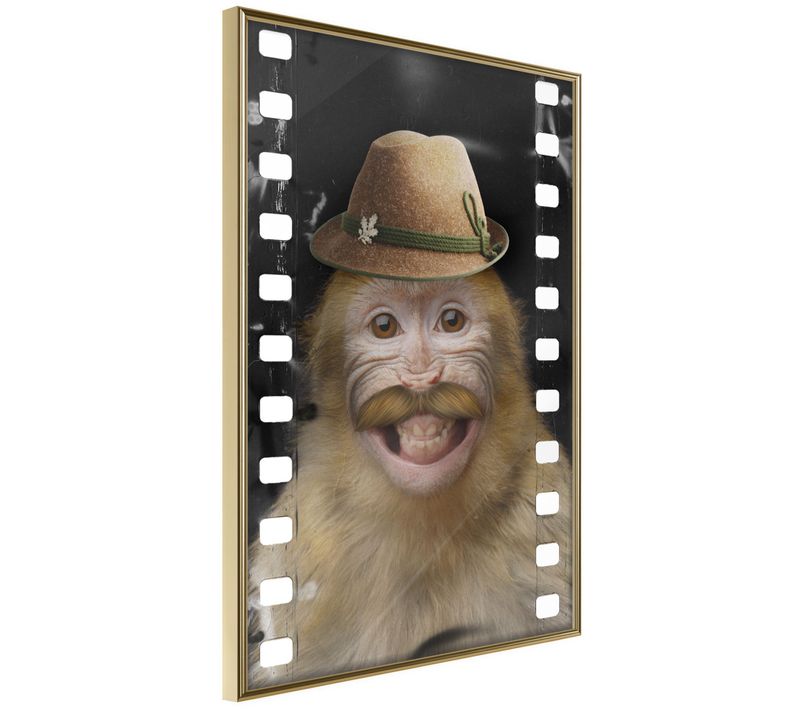 Affiche Murale Encadrée "dressed Up Monkey" 21 X 30 Cm Doré