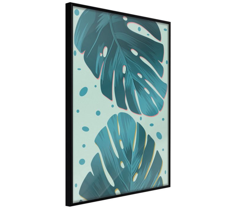 Affiche Murale Encadrée "pastel Monstera Leaves" 30 X 42 Cm Noir