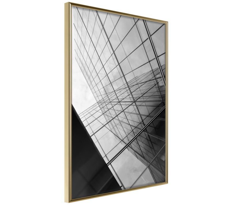 Affiche Murale Encadrée "steel And Glass Grey" 40 X 60 Cm Doré