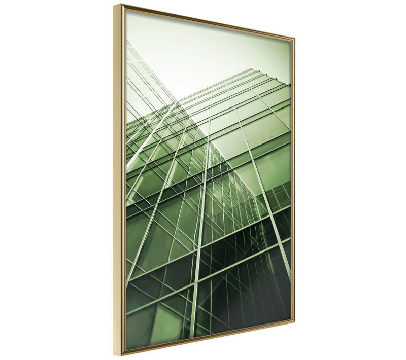 Affiche Murale Encadrée "steel And Glass Green" 30 X 42 Cm Doré