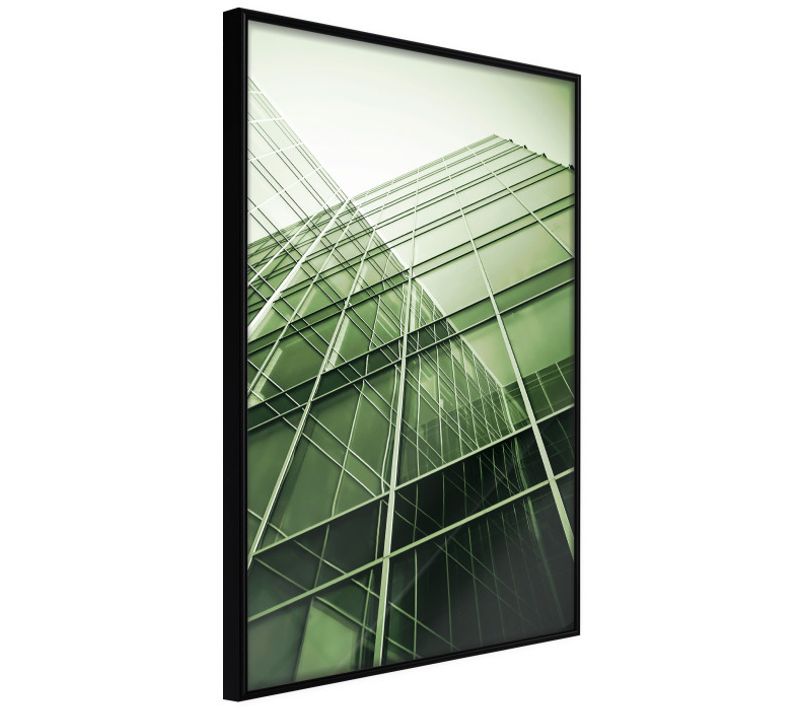 Affiche Murale Encadrée "steel And Glass Green" 21 X 30 Cm Noir
