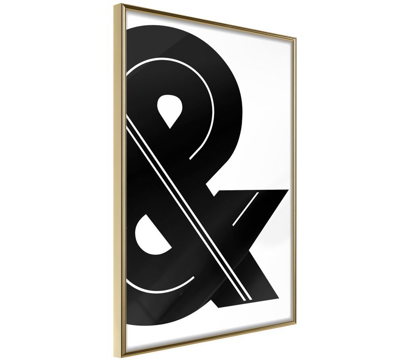 Affiche Murale Encadrée "ampersand Black And White" 40 X 60 Cm Doré