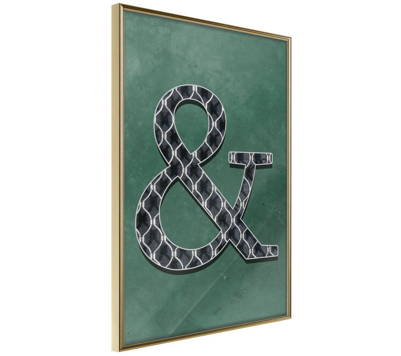 Affiche Murale Encadrée "ampersand On Green Background" 40 X 60 Cm Doré