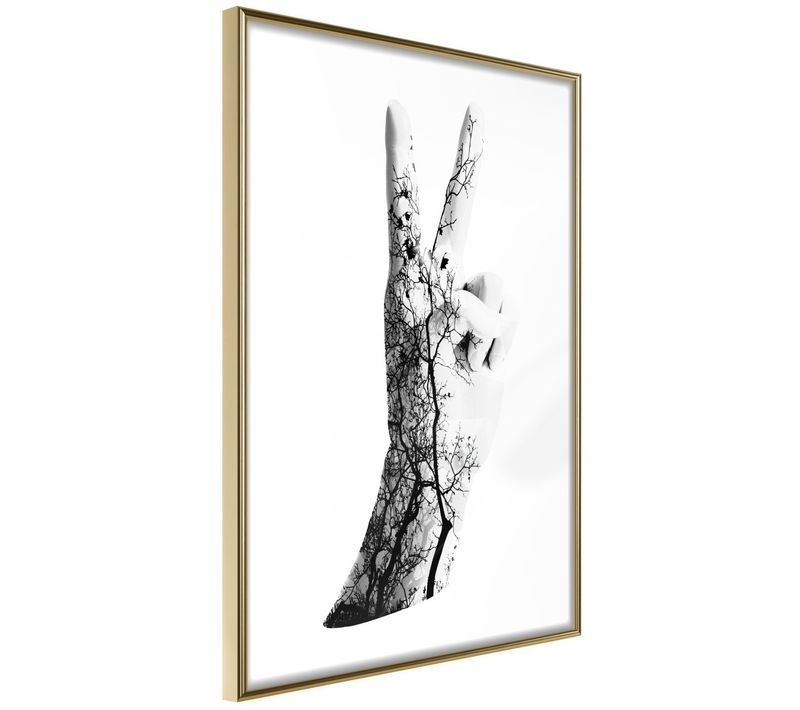 Affiche Murale Encadrée "peace" 40 X 60 Cm Doré