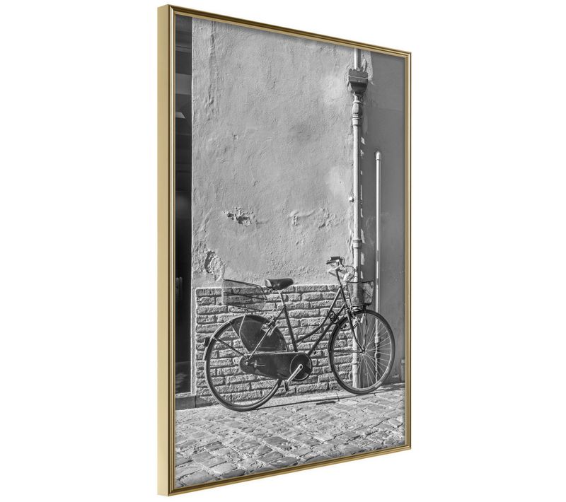 Affiche Murale Encadrée "bicycle With Black Tires" 21 X 30 Cm Doré
